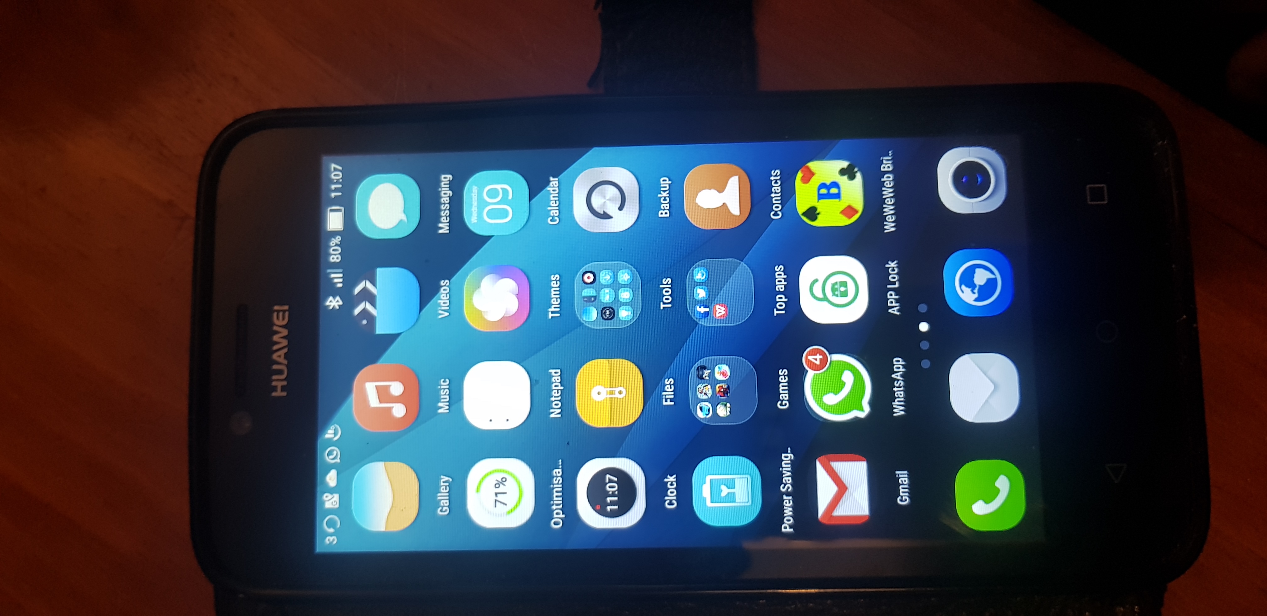 Figure 2: A view of a smartphone and the way the applications tend to be configured on the screen. Applications (Apps) that enable connectivity, for example WhatsApp, email, and social media, are easily accessible.