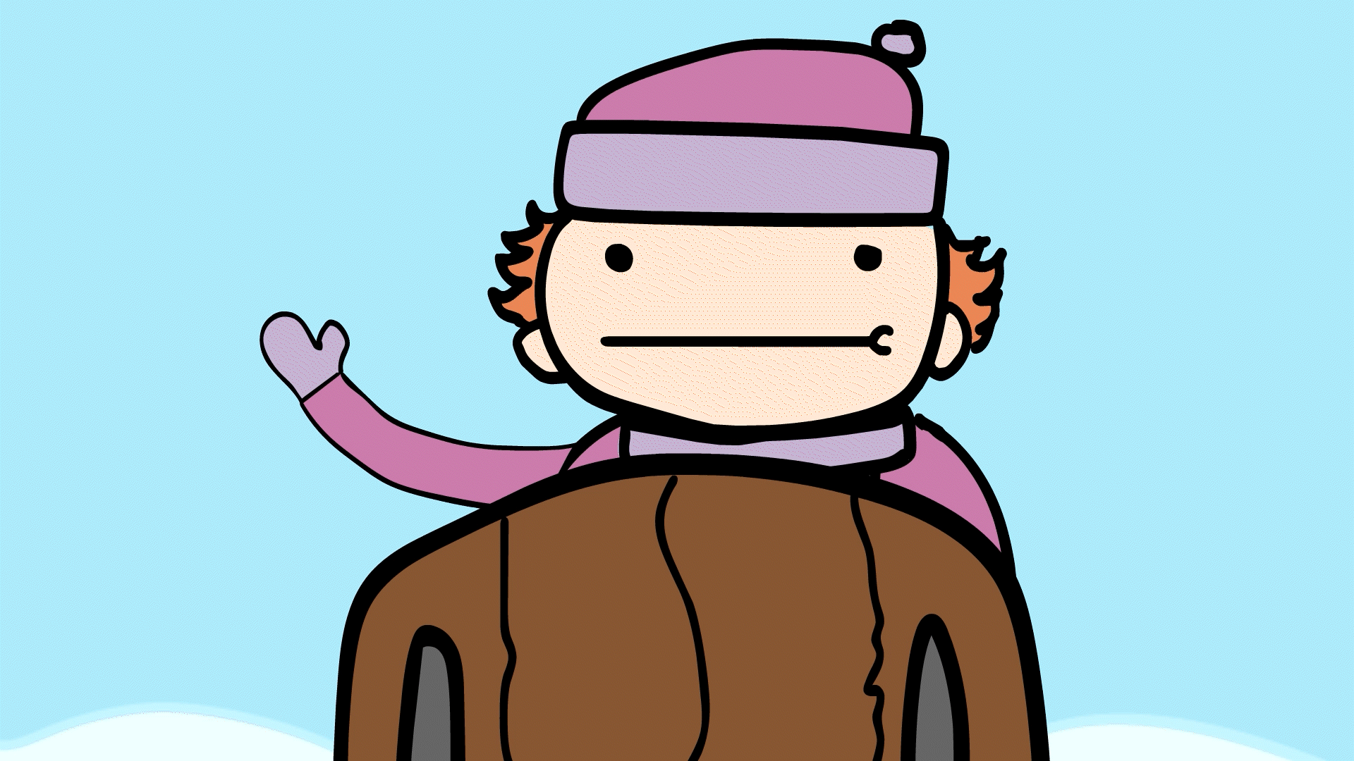 Figure 5: An animated GIF created from my animated video illustrating my sister’s avatar blowing a kiss. A heart flows into the air as she blows the kiss (Petryna 2021).