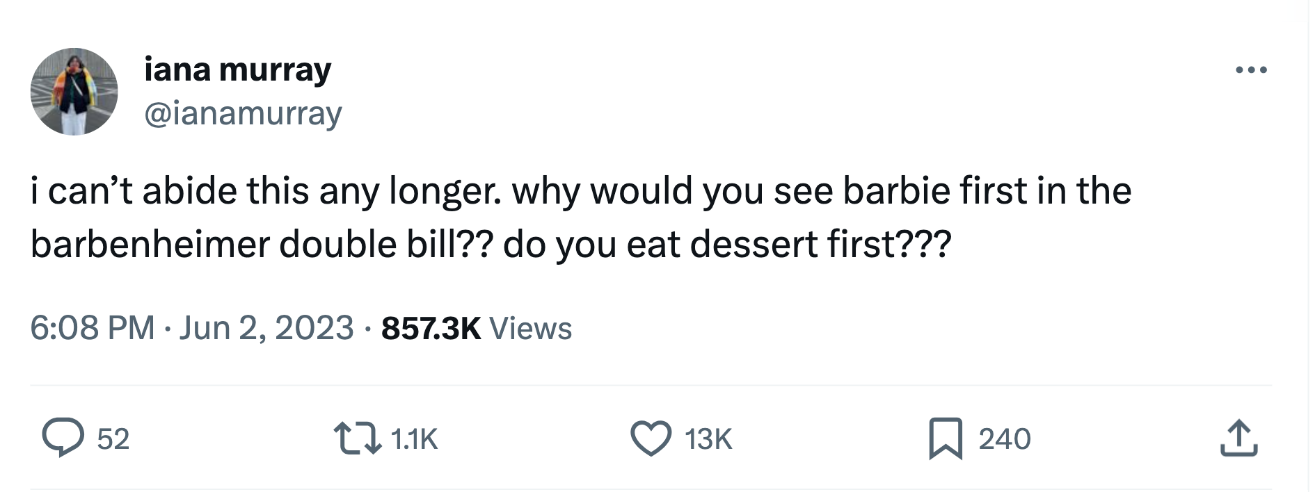 Figure 5: Screenshot of a tweet posted by Iana Murray (@ianamurray).